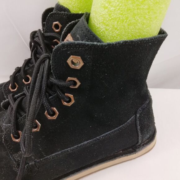 Toms Chukka Tomboy Boots Black Leather Suede Shoes Womens Size 7 - Picture 8 of 13